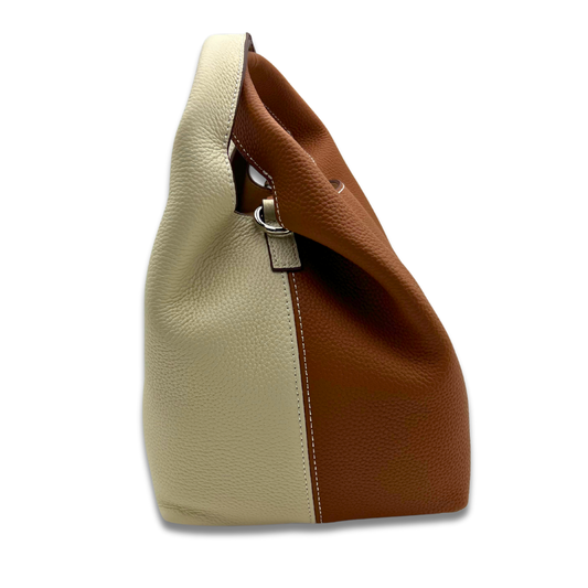 DANIELLE Leather bag - Tan/Cream