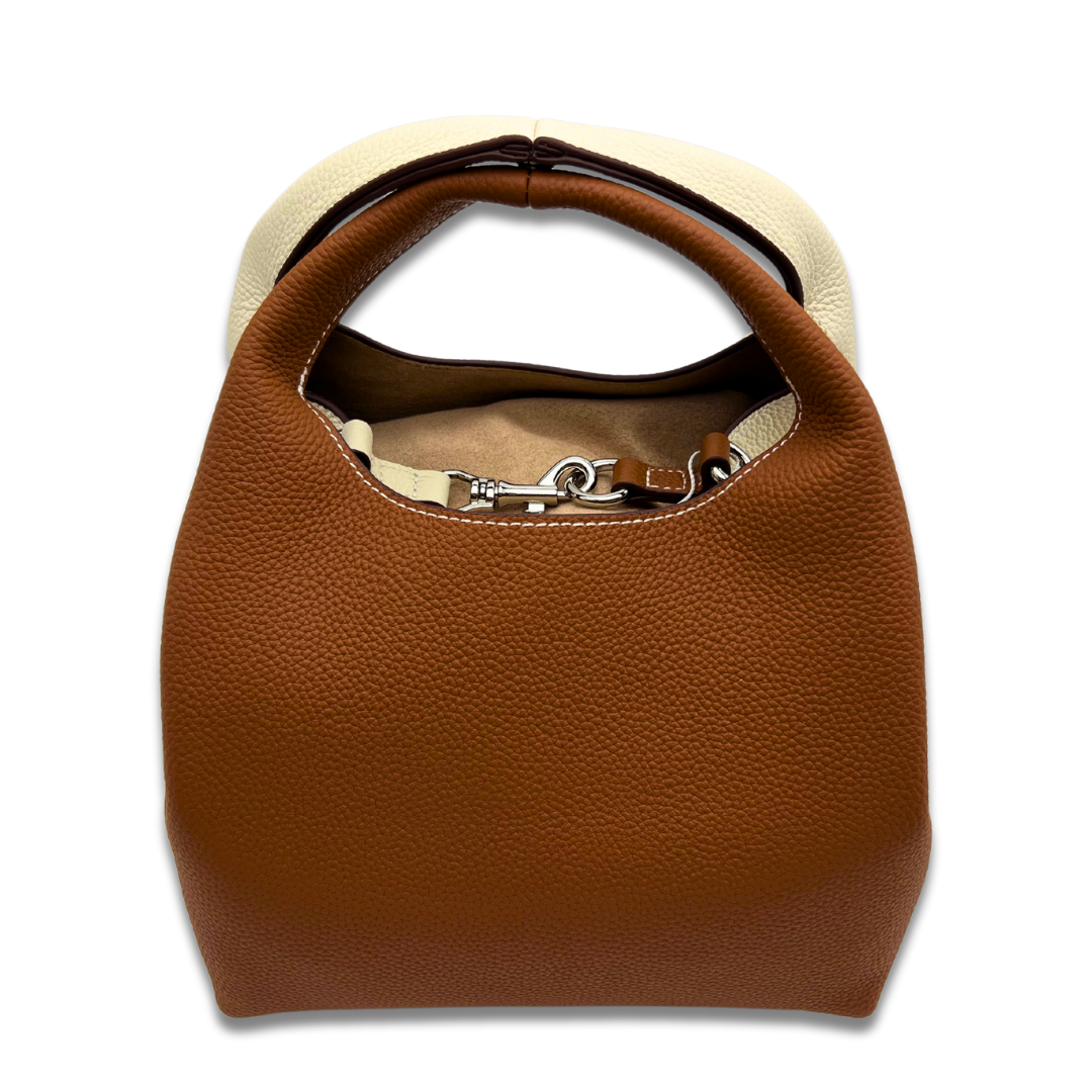 DANIELLE Leather bag - Tan/Cream