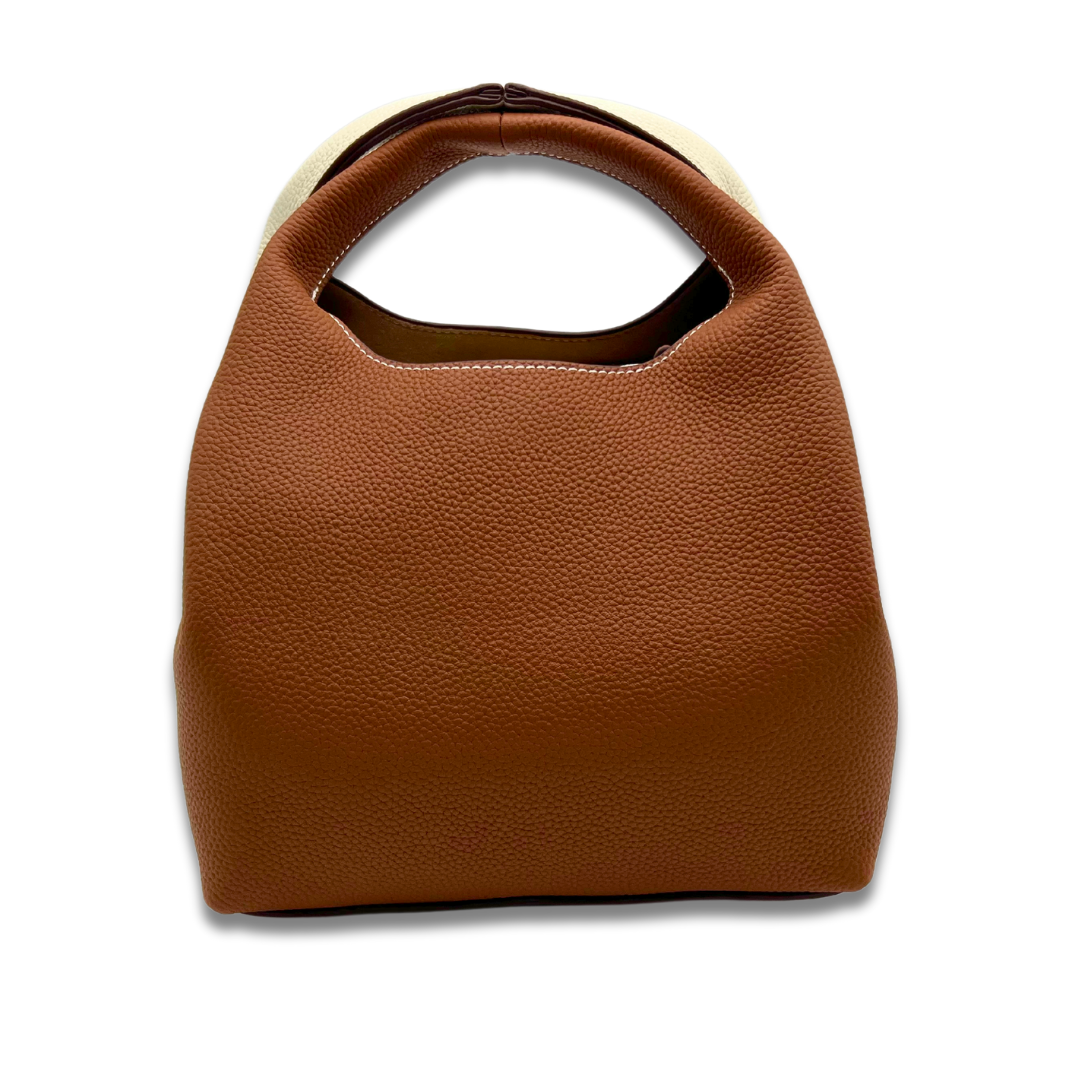 DANIELLE Leather bag - Tan/Cream