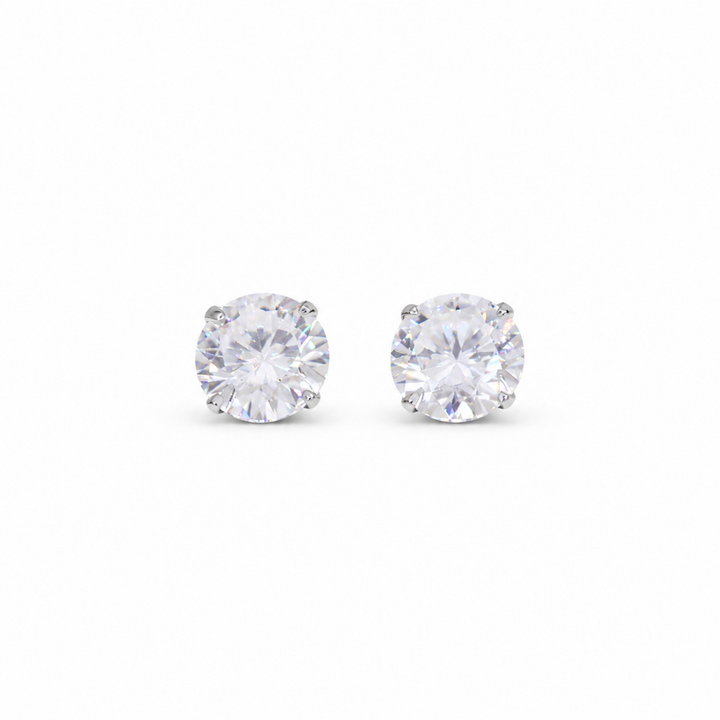 Émilienne Classic Solitaire Stud Earrings in 925 Sterling Silver by MOA - enhanced white background main image