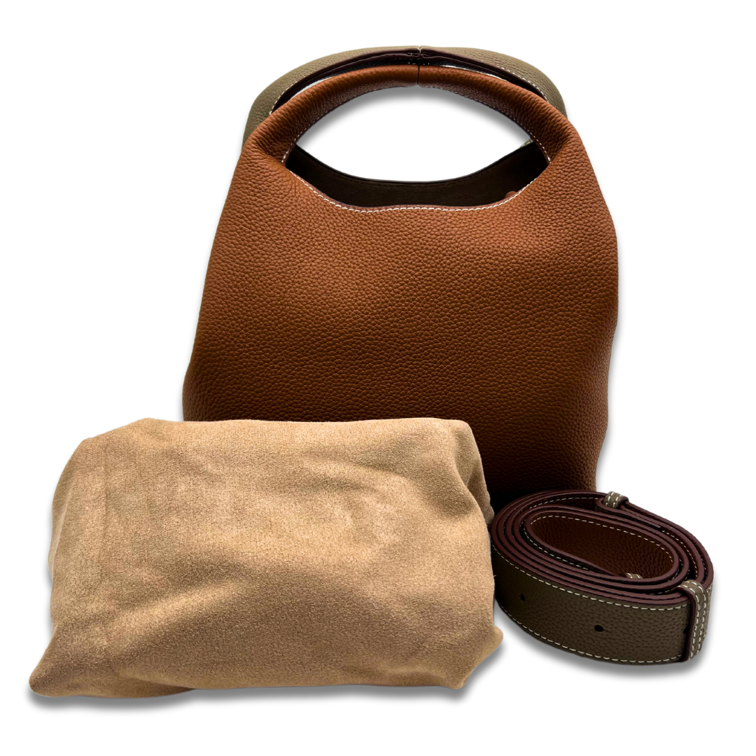 DANIELLE Leather bag - Tan/Cream