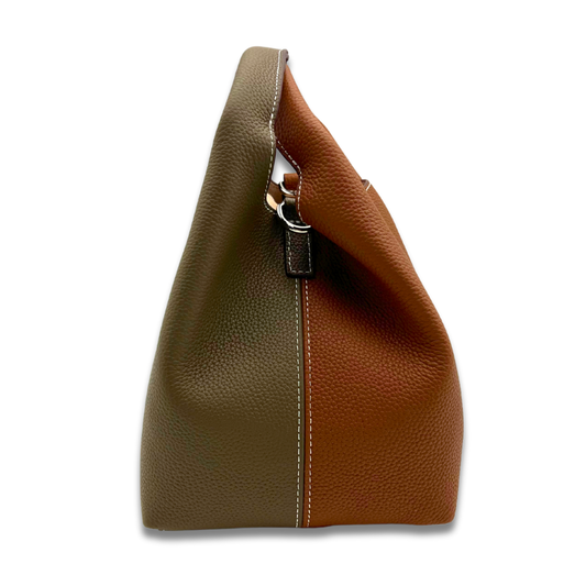 DANIELLE Leather bag - Grey/Tan