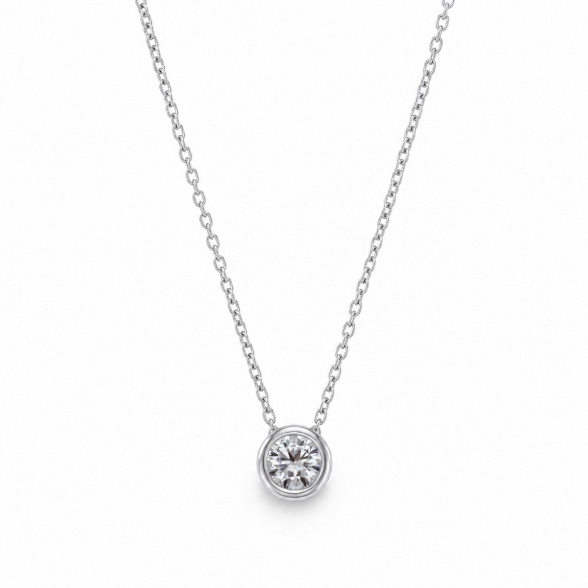 Celestine Bezel Necklace in 925 Sterling Silver by MOA - enhanced white background main image