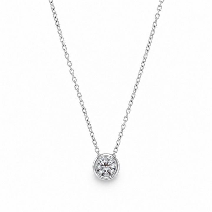 Celestine Bezel Necklace in 925 Sterling Silver by MOA - enhanced white background main image