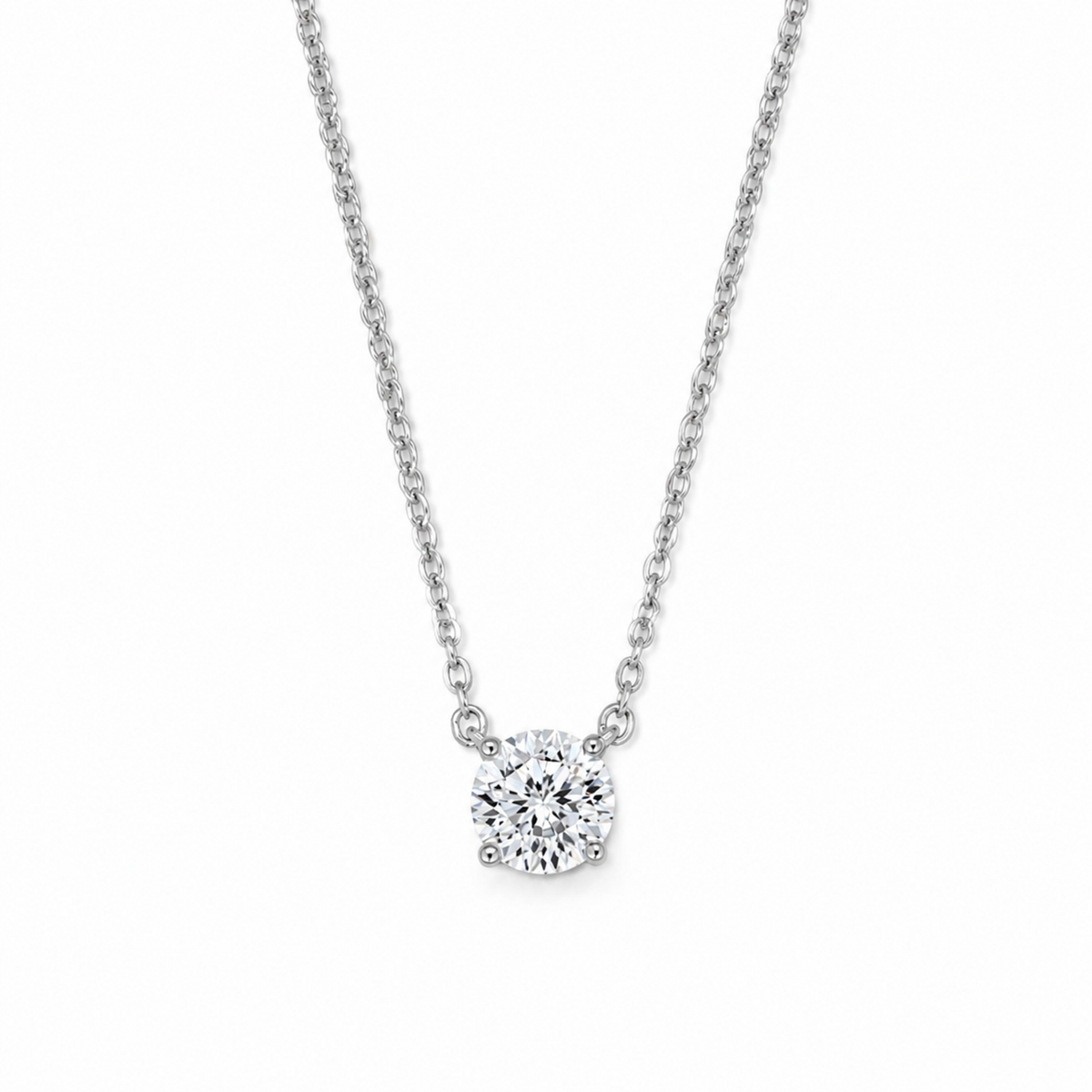 Aurelie Petite Solitaire Necklace in 925 Sterling Silver by MOA - enhanced white background main image