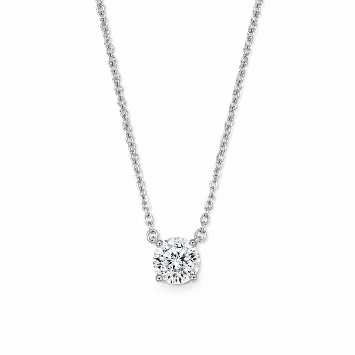 Aurelie Petite Solitaire Necklace in 925 Sterling Silver by MOA - enhanced white background main image