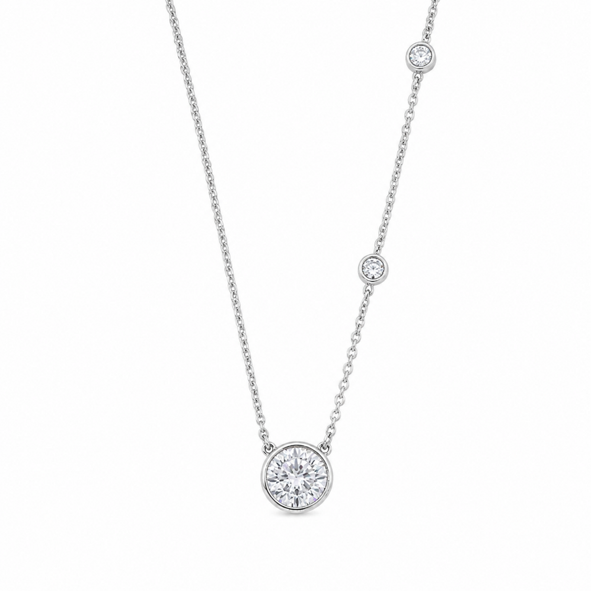 Évreux Bezel Station Necklace in 925 Sterling Silver by MOA - enhanced white background main image