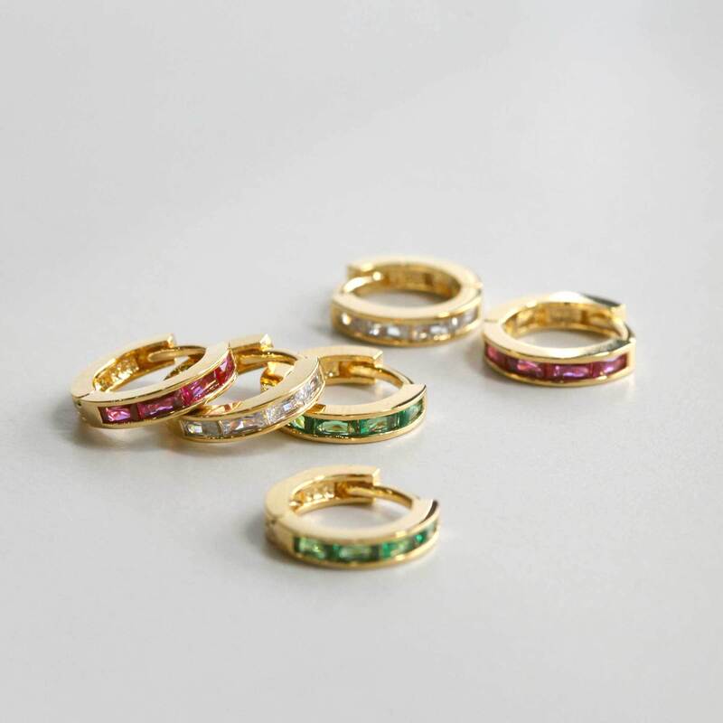 INEZ Gold Earrings - White CZ