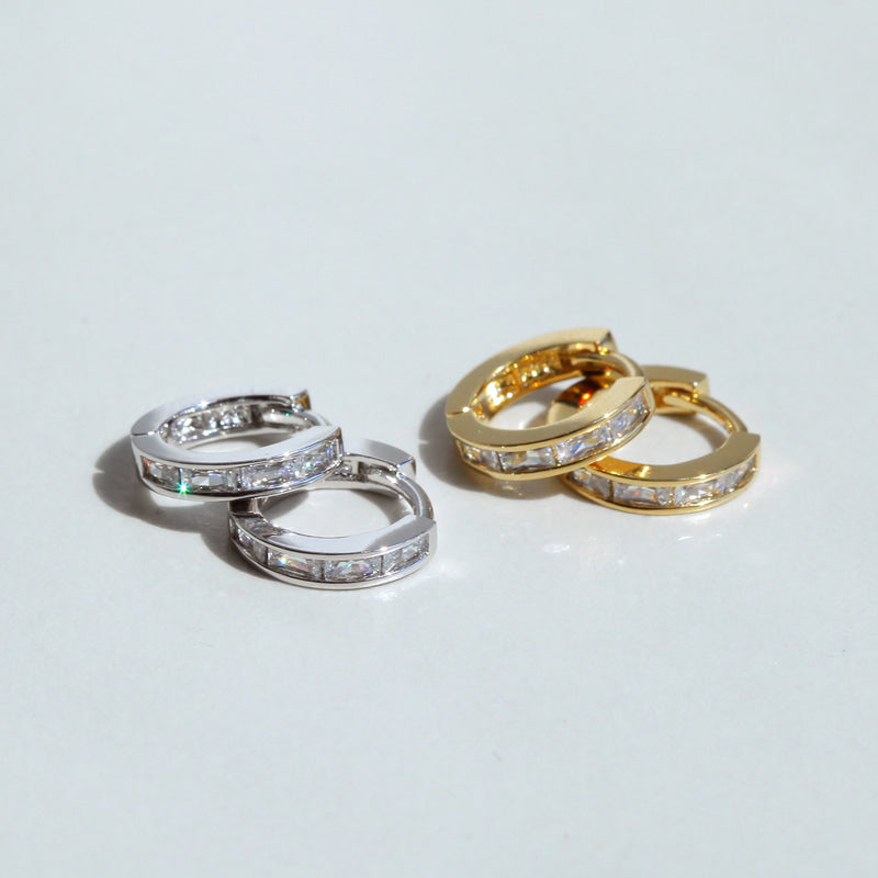 INEZ Gold Earrings - White CZ