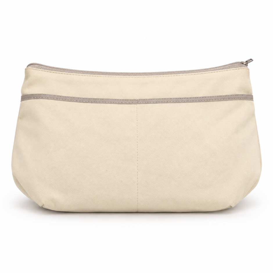 Mireille grey leather tote removable inner zip pouch