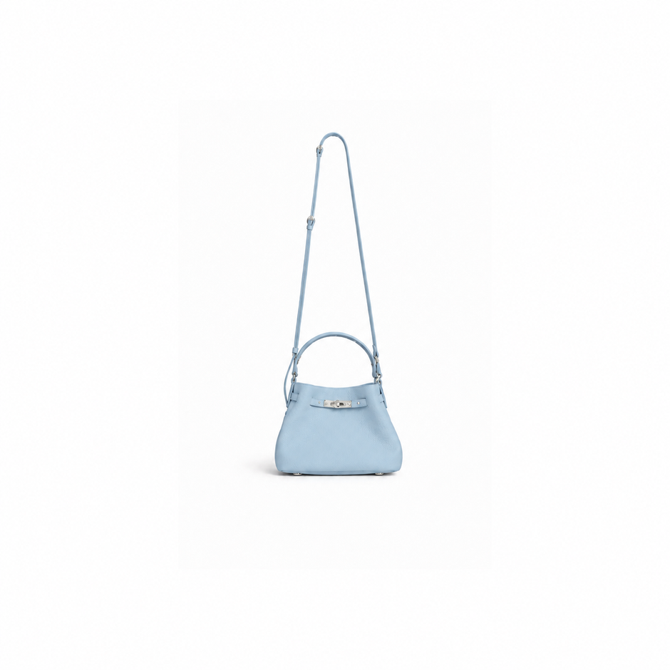 Maelis Leather Shoulder Bag in Blue – detachable crossbody strap