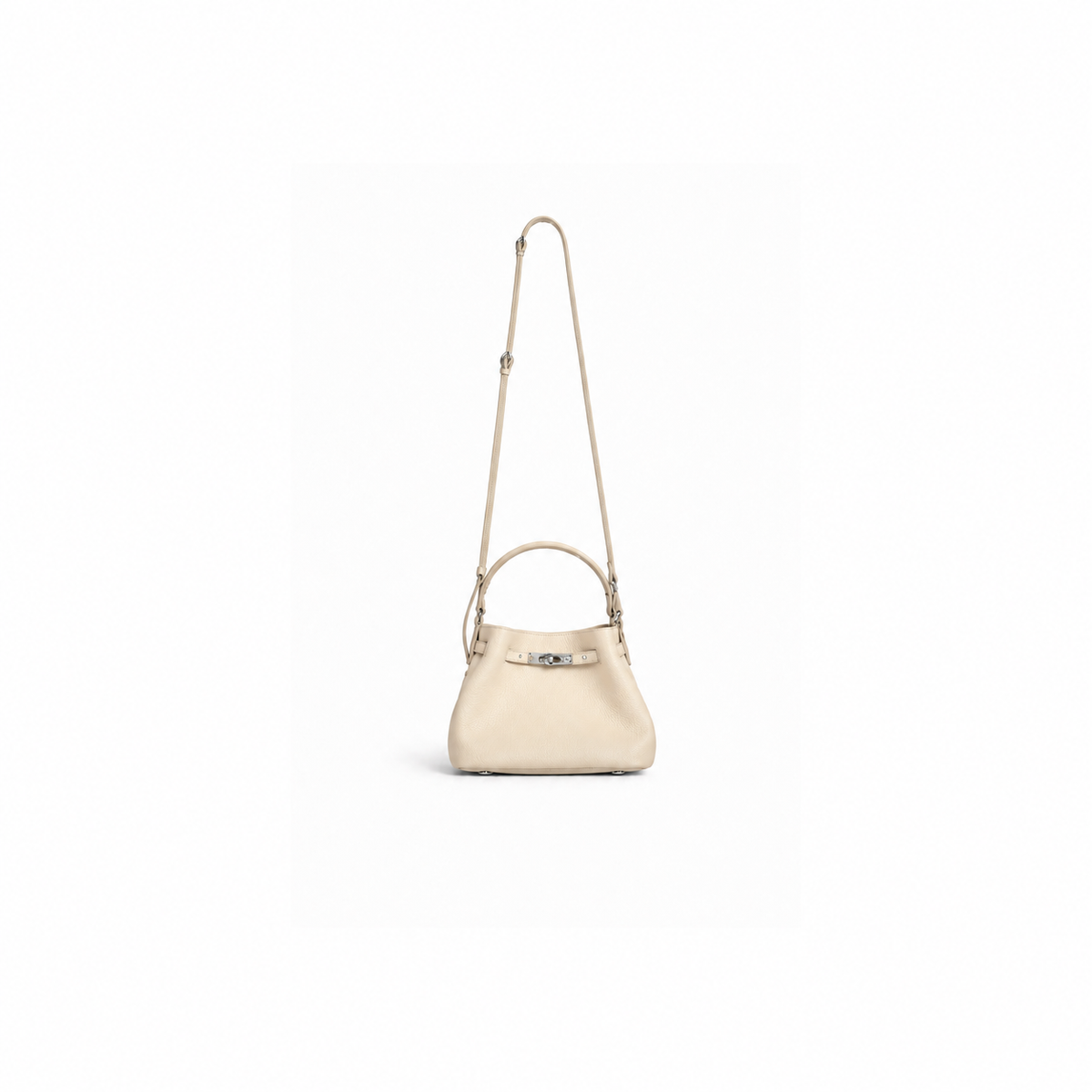 Maelis Leather Shoulder Bag in Cream – detachable crossbody strap