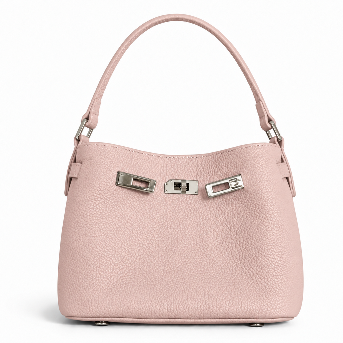 Maelis Leather Shoulder Bag in Pink – front view