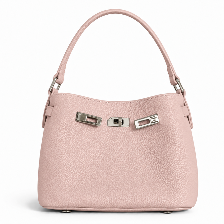 Maelis Leather Shoulder Bag in Pink – front view
