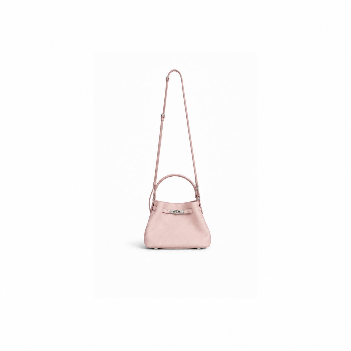 Maelis Leather Shoulder Bag in Pink – detachable crossbody strap
