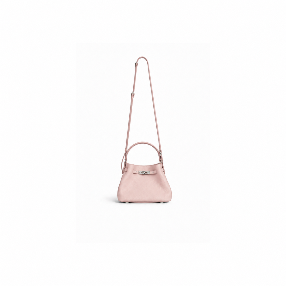 Maelis Leather Shoulder Bag in Pink – detachable crossbody strap