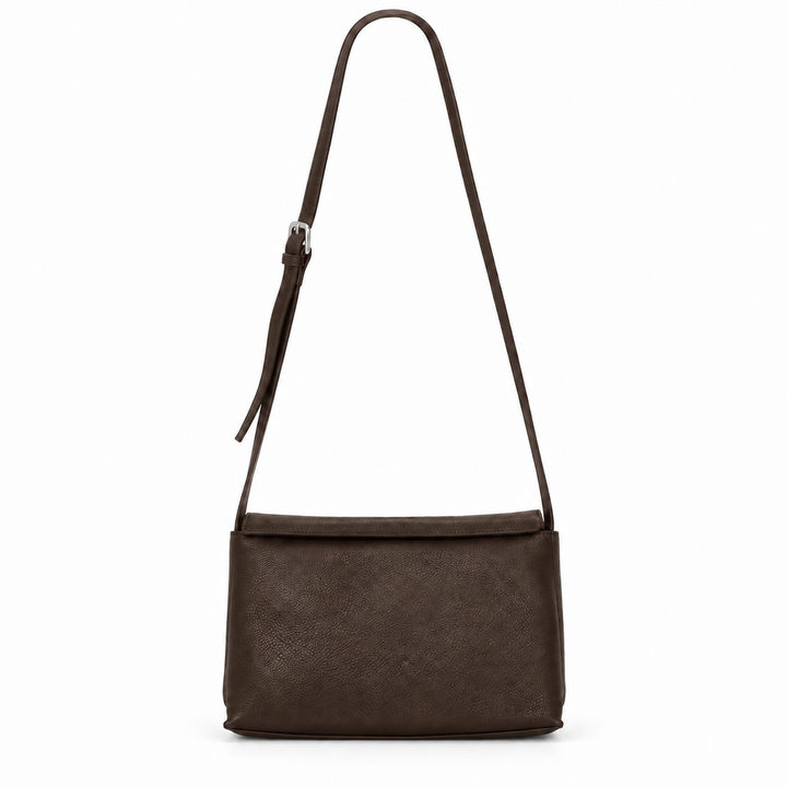 Elara Leather Shoulder Bag in Coffee with adjustable strap