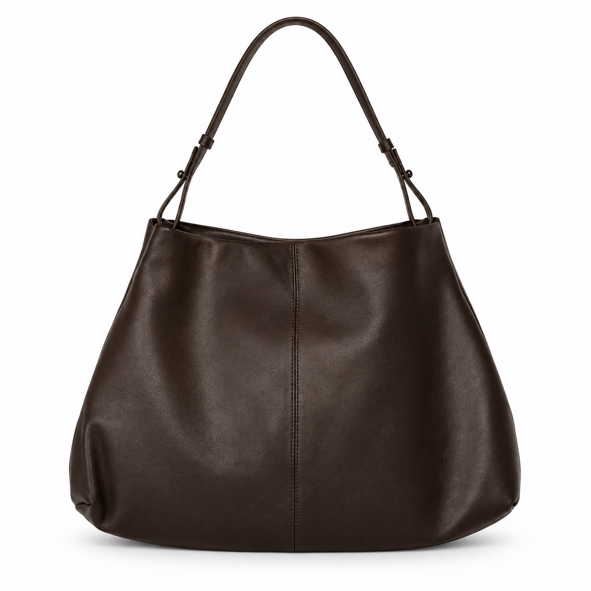 Maren Leather Shoulder Bag in Chocolate — front view