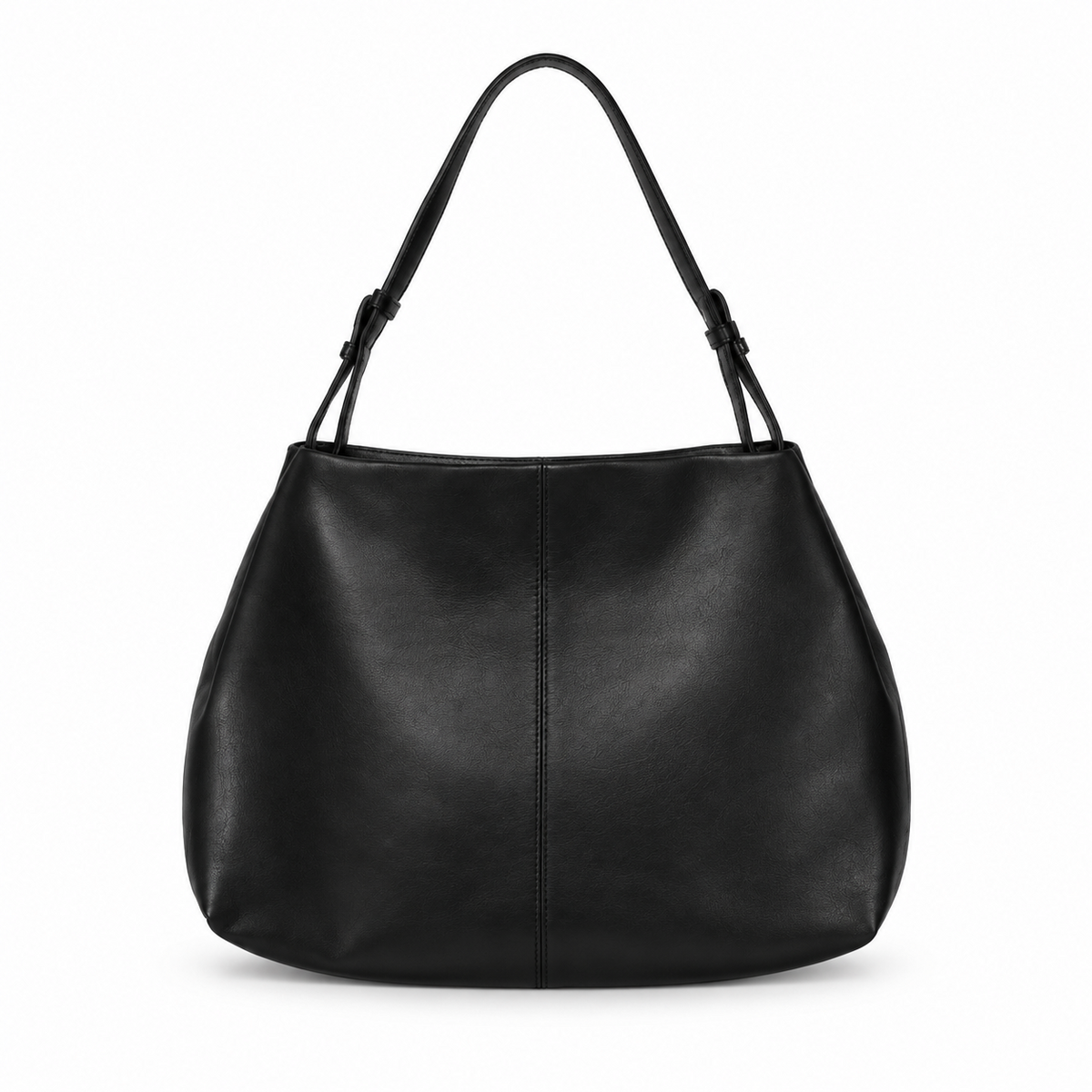 Noelle Leather Shoulder Bag in Black with adjustable shoulder strap