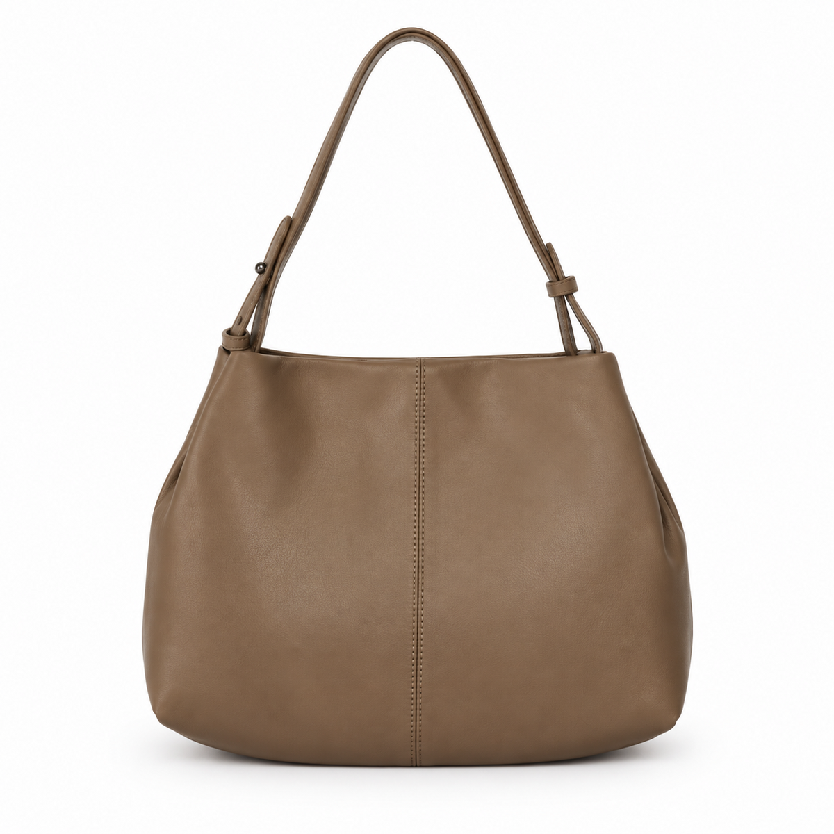 Noelle Leather Shoulder Bag in Grey with adjustable shoulder strap