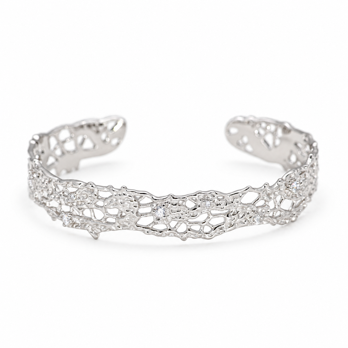Thea Filigree Cuff Bangle in 925 Sterling Silver by MOA - view 1