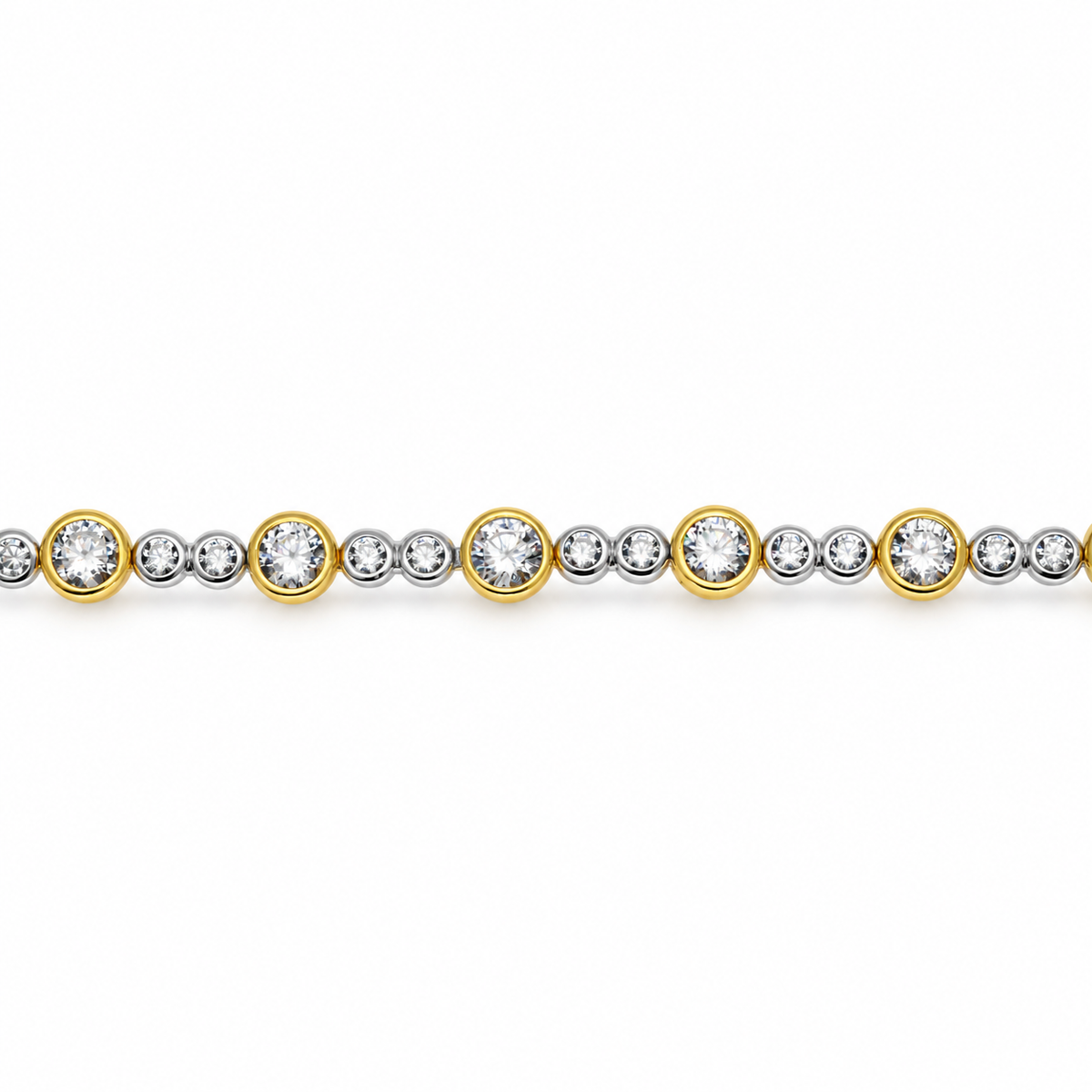 Elise Alternating Tennis Bracelet in Two Tone 24K Gold Over 925 Silver by MOA - view 4