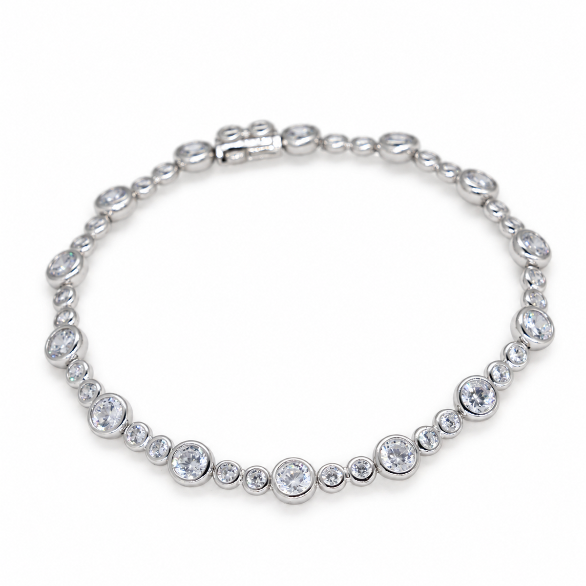 Elise Alternating Tennis Bracelet in 925 Sterling Silver by MOA - view 1