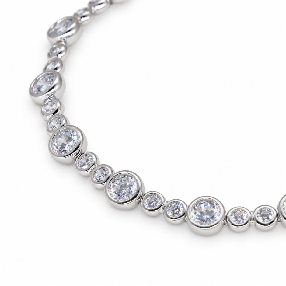 Elise Alternating Tennis Bracelet in 925 Sterling Silver by MOA - view 2