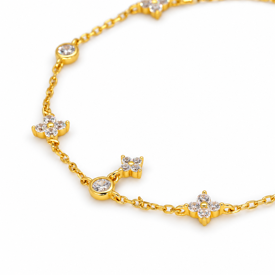 Solenne Floral Chain Bracelet 24K Gold by MOA - view 2