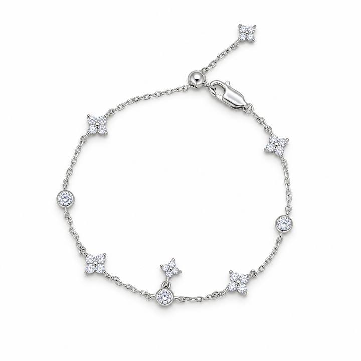 Solenne Floral Chain Bracelet in 925 Sterling Silver by MOA - view 1