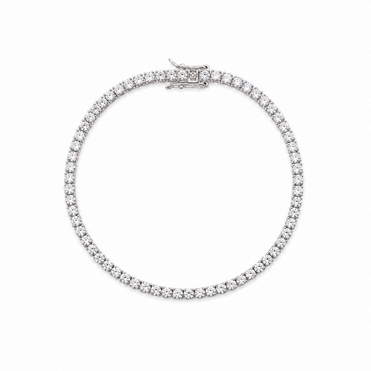Victoire 2mm Moissanite Tennis Bracelet full view in 925 Sterling Silver