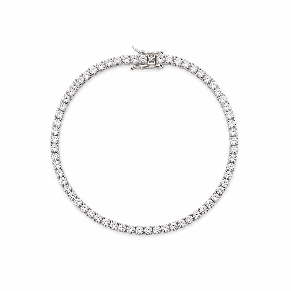 Victoire 3mm Moissanite Tennis Bracelet full view in 925 Sterling Silver