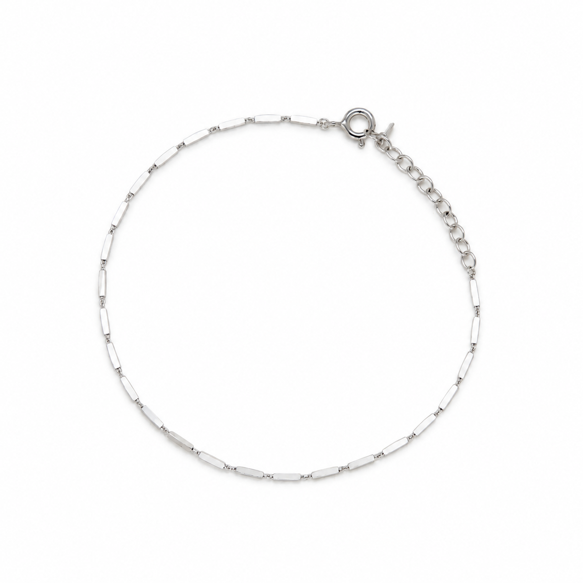 Colette Polished Bar Chain Bracelet in 925 Sterling Silver – full view