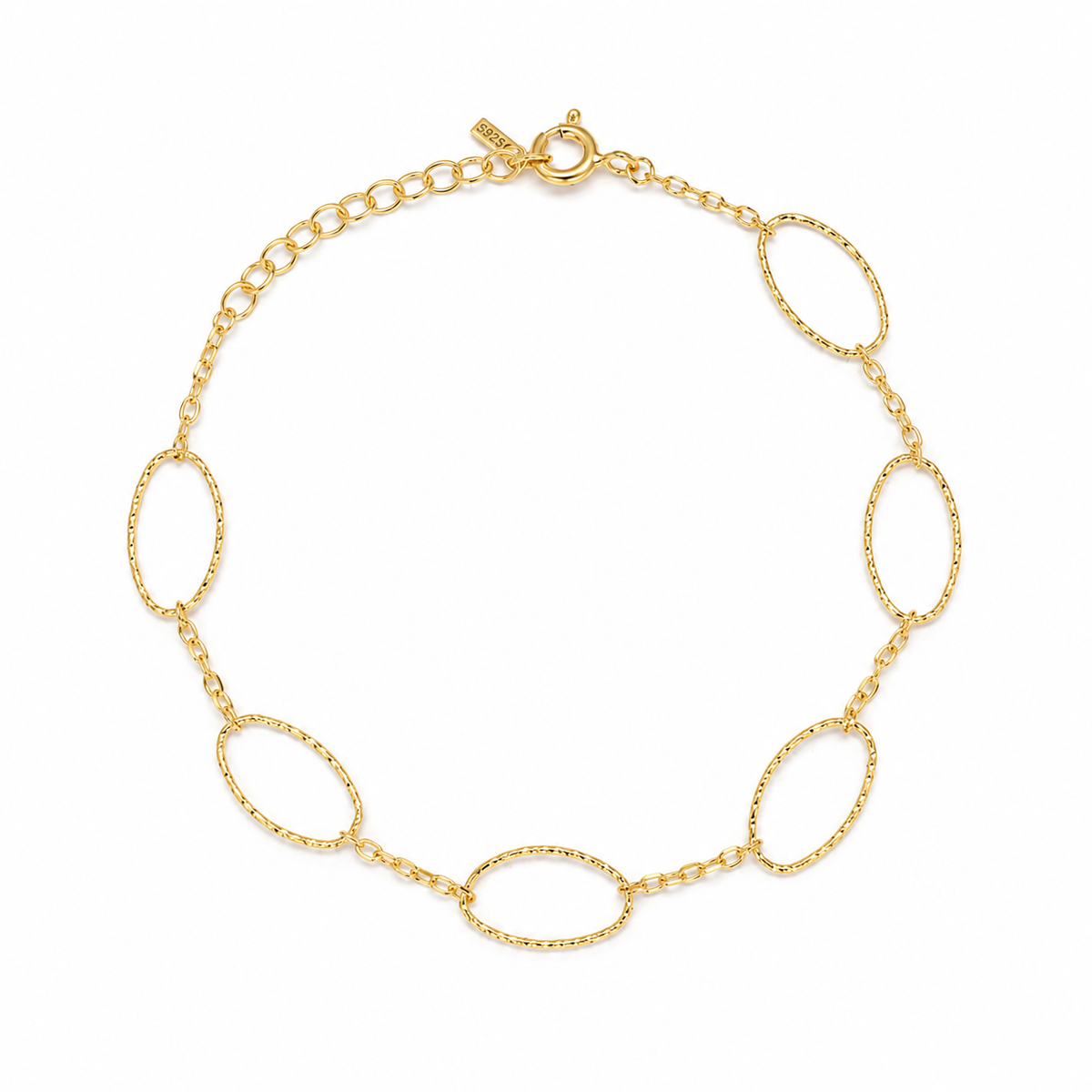 Élise Textured Oval Link Bracelet in Gold Vermeil – full view