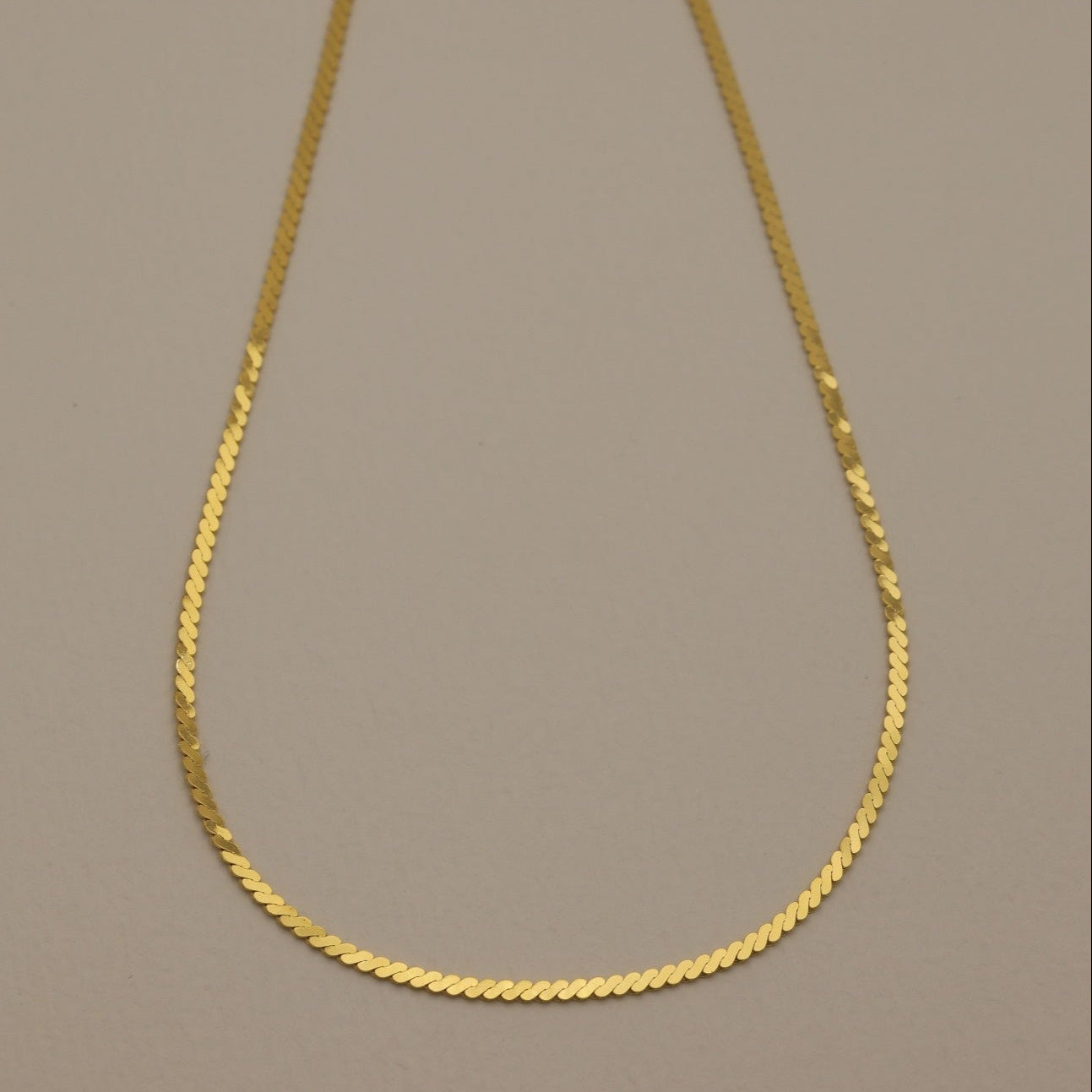 Front view of the full Cléa Necklace, showcasing chain shape and length