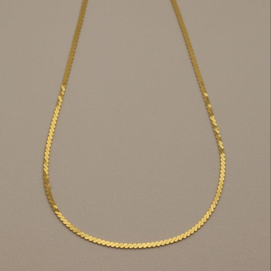 Front view of the full Cléa Necklace, showcasing chain shape and length