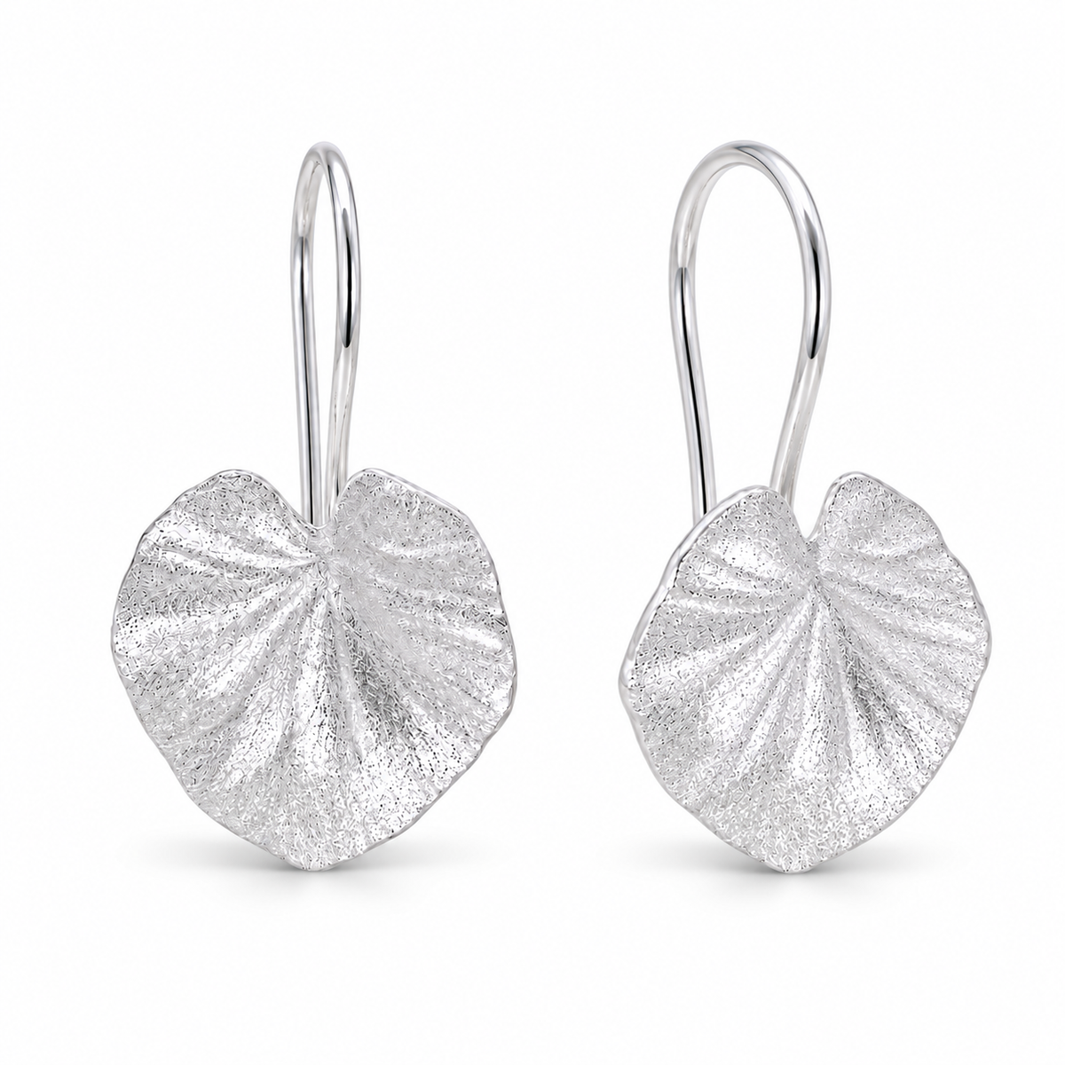 Sélène Petal Drop Earrings - white background front and right angle