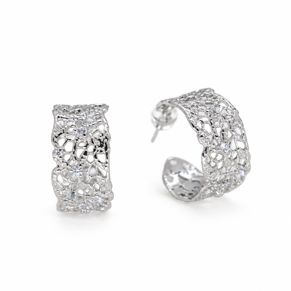Thea Filigree Hoop Earrings in 925 Sterling Silver by MOA - view 1