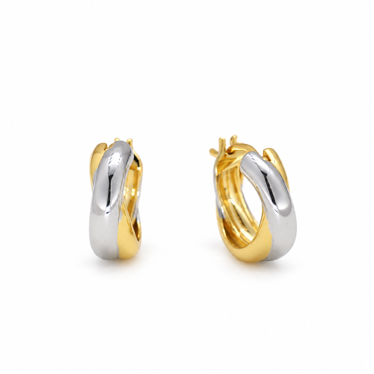 Valerie Sculpted Twist Hoop Earrings Two Tone by MOA - view 1