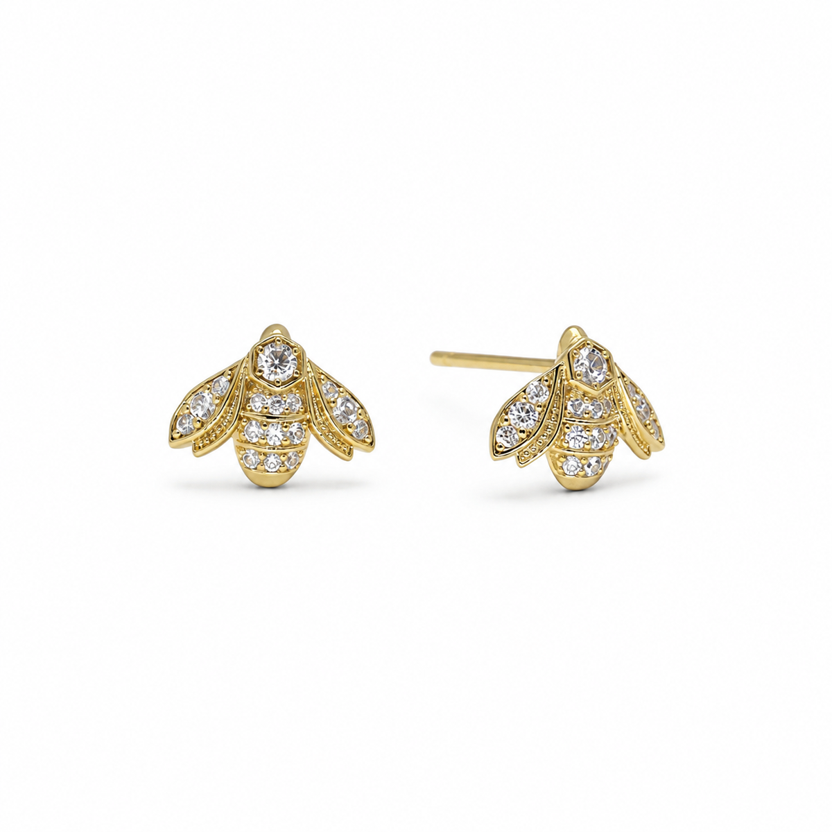 Mélisande bee stud earrings in 18K gold vermeil front view