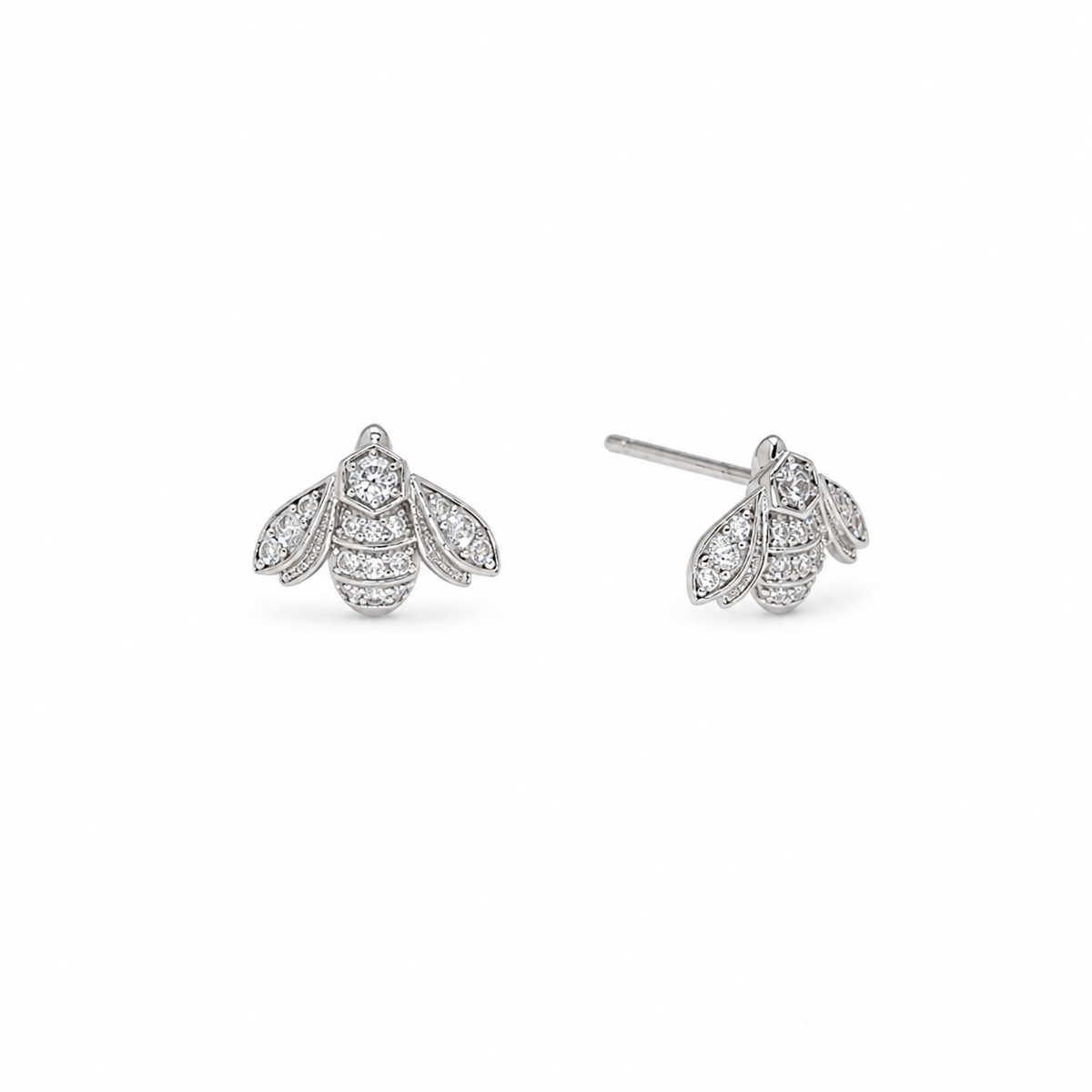 Mélisande bee stud earrings in 925 sterling silver front view