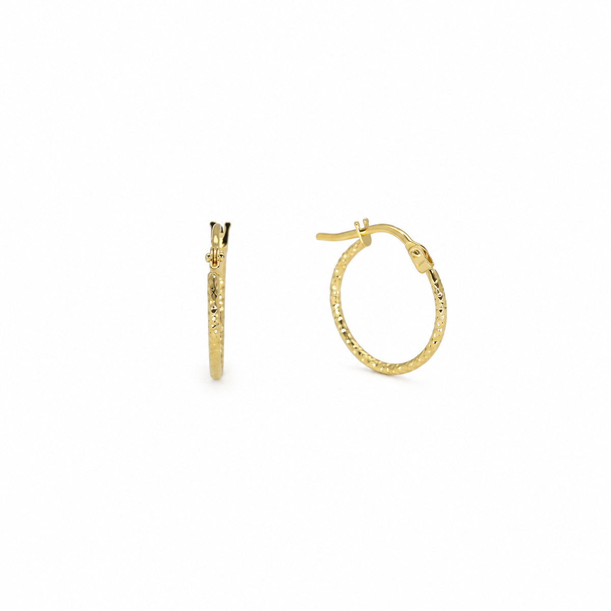Arielle textured hoop earrings in 18K gold vermeil angled view
