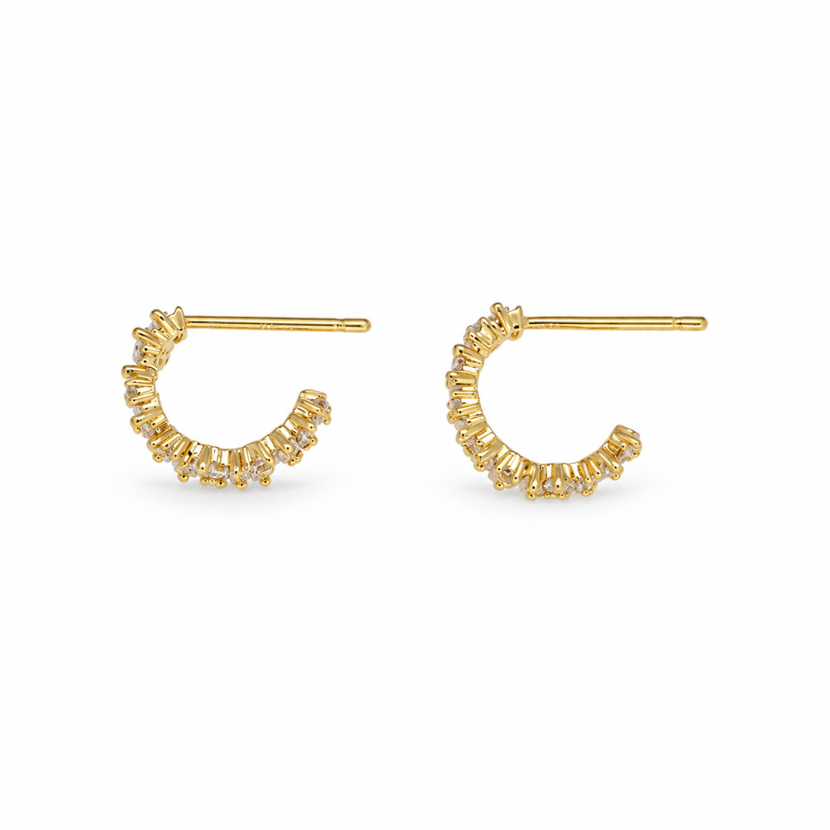 Camille baguette CZ hoop earrings in 18K gold vermeil back view