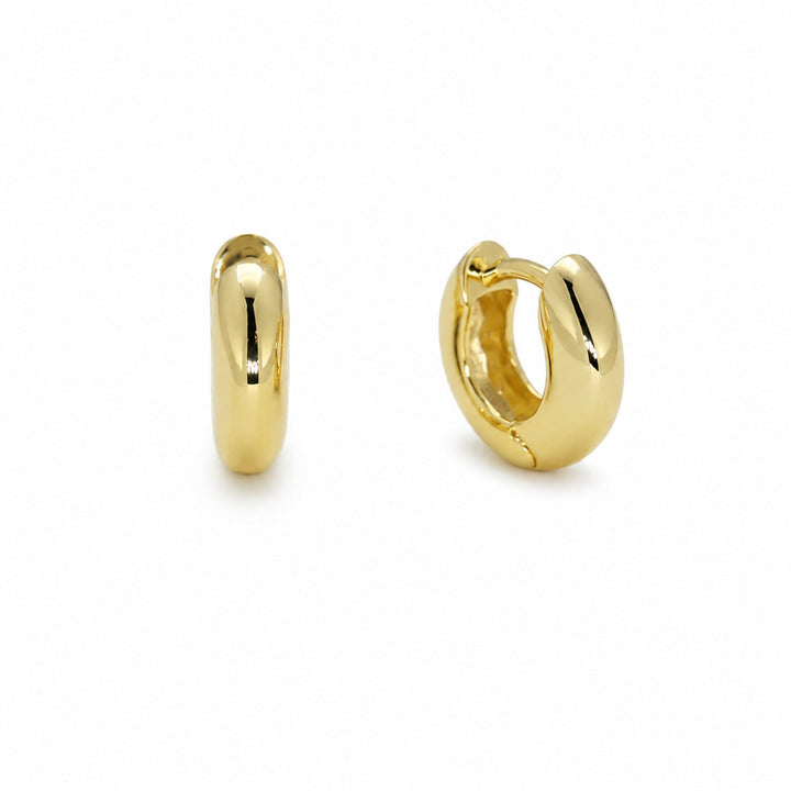 Noémie Dome Huggie Earrings in Gold Vermeil front and side view