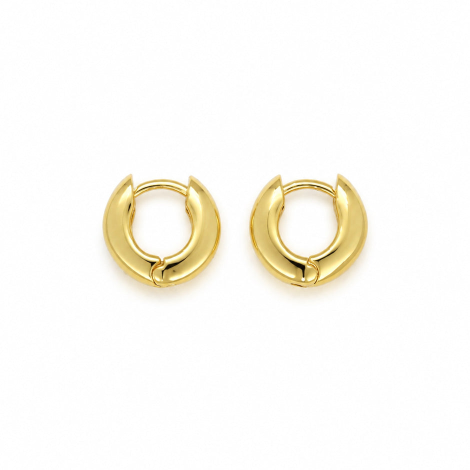 Noémie Dome Huggie Earrings in Gold Vermeil back view
