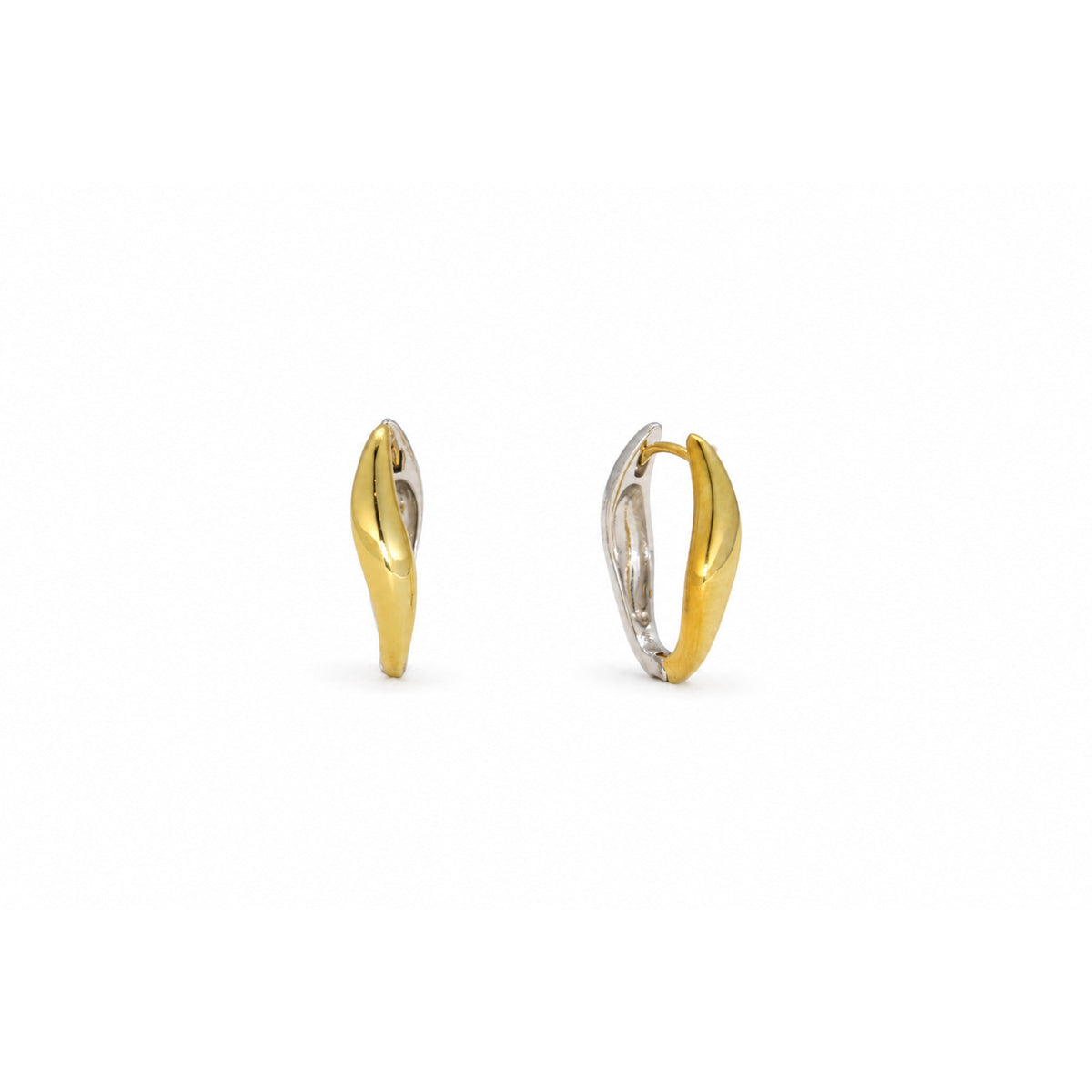 Aveline Two-Tone Sculptural Hoop Earrings in Gold Vermeil front view
