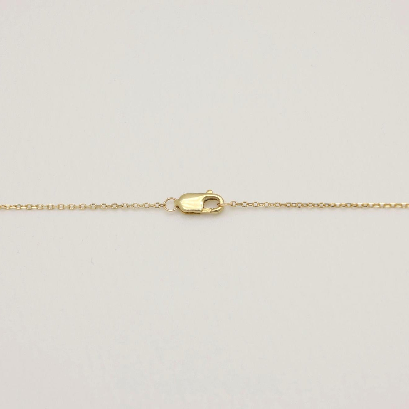 Gold chain with clasp on a light pink background
