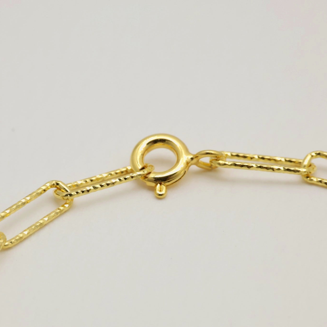 Close-up of spring clasp on the gold vermeil bracelet

