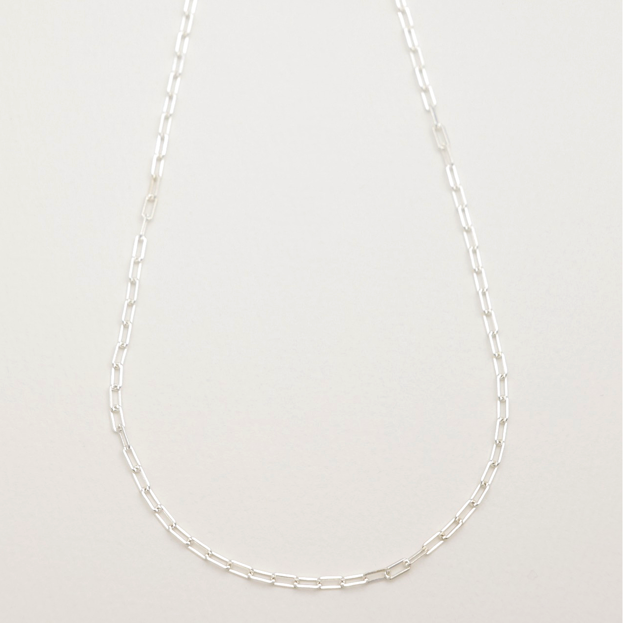 Full view of Anaëlle Chain Necklace in sterling silver, 42cm length with extender