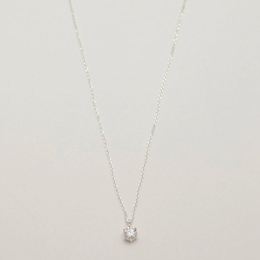 Full view of the Lucille Grande Necklace featuring a large 5-carat moissanite pendant on a 925 sterling silver chain.